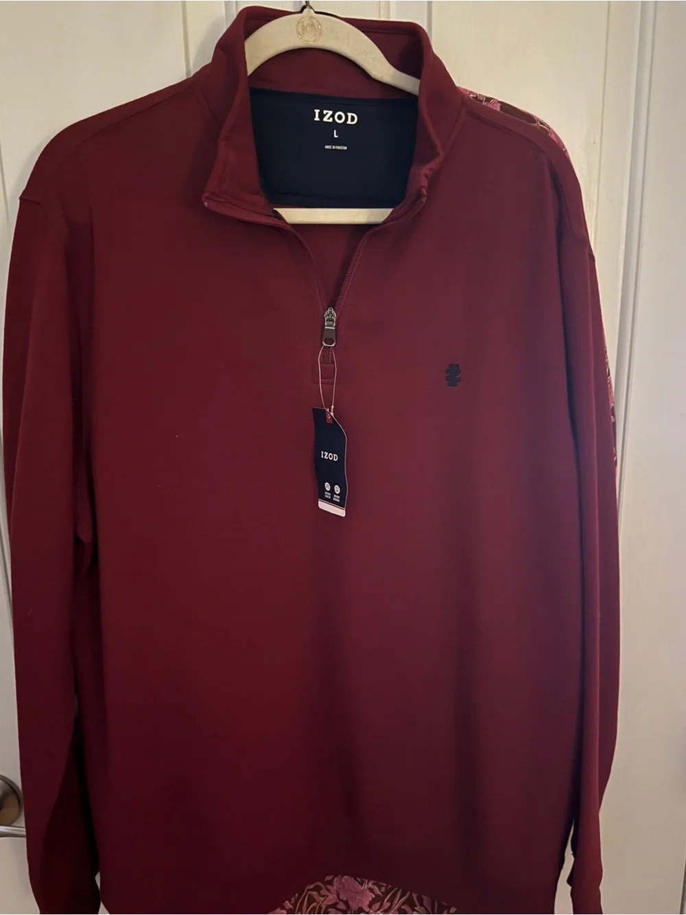 IZOD Fine Gauge 1/4 ZIP Sweatshirt sweater - MAROON